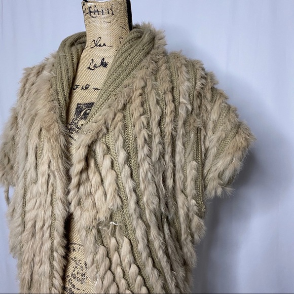 Alberto Makali Beige Rabbit Fur Knit Cardigan - Picture 2 of 12
